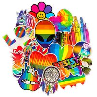 Gay Pride Stickers[60PCS], Love Rainbow Sticker for Laptop Water Bottle Car Bike Car Bumper Motorcycles Luggage Phone Computer, Colorful Decal for Party Celebration Supplies, Waterproof Graffiti Patch