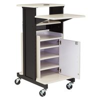 Oklahoma Sound PRC-250 Deluxe Presentation Cart, 30" Length x 18" Width x 40.5" Height, Ivory Woodgrain