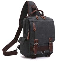 Unisex Lightweight Multi Pockets Canvas Small Day Bag School Backpack Vintage Travel Hiking Rucksack for Men/Women Daypack