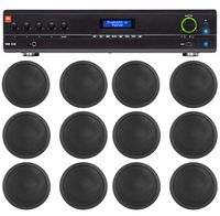 JBL Commercial Amp+(12) Black 6" Ceiling Speakers for Restaurant/Bar/Office/Cafe