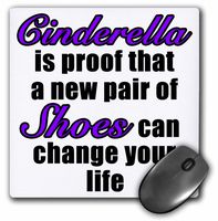 3D Rose"Cinderella Proof That A New Pair of Shoes Can Change Your Life Purple" Matte Finish Mouse Pad - 8 x 8" - mp_222773_1