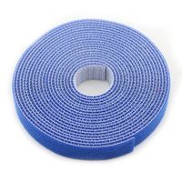 Saisn Reusable Fastening Tape Cable Ties 3/4 Inch Double Side Hook Roll (5 Yard, Blue)