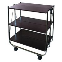 Vertiflex Click and Fold Utility Cart, 30.5" Tall, Chrome Finish Frame, Faux Wood Shelves (VF51022)