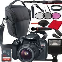 Canon Eos Rebel T6 W/EF-S 18-55mm is II DSLR Camera Kit, Top Loading Camera Case, Filters, Remote, 32GB Memory, Much More