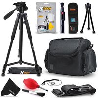 Premium Camera Case + 72" Tripod w/ 3 Way Pan-Head + Accessories kit for Canon Cameras (Tripod & Case)