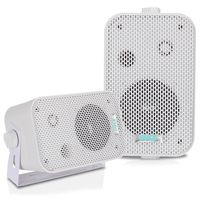 Dual Waterproof Outdoor Speaker System - 3.5 Inch Pair of Weatherproof Wall / Ceiling Mounted Speakers w/ Heavy Duty Grill, Universal Mount - For Use in the Pool, Patio, Indoor - Pyle PDWR30W (White)