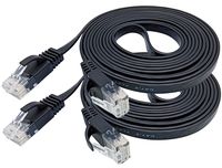 AAOTOKK Cat6 Ethernet Cable, High Speed Flat Gaming Network Cable,Male RJ45 Black Flat Ethernet Patch Cable Used for RJ45 Snagless Connector Computer LAN Wire for Router, Modem (2M/6ft-2 Pack)