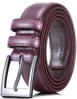 Marino's Men Genuine Leather Dress Belt with Single Prong Buckle - Burgundy - 46 (Waist: 44)