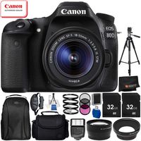Canon EOS 80D DSLR Camera Bundle with 18-55mm f/3.5-5.6 IS STM Lens, Carrying Case and Accessory Kit (29 Items)