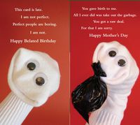 Quiplip Sock Em's Birthday + Mother's Day 6) Greeting Cards