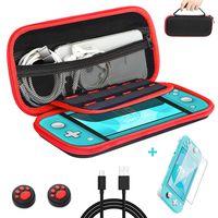 Carrying Case for Nintendo Switch Lite with Screen Protector,Portable Hard Shell Pouch Travel Game Storage Bag Holds 10 Game Cards for Switch Lite Console Extra Include USB C Cable + 2 Thumbstick Caps