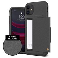 VRS DESIGN Damda Glide Shield Compatible for iPhone 11 Case, with Premium Semi Auto Wallet for iPhone 11 6.1 inch (2019) Sand Stone