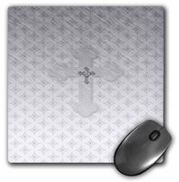 3dRose LLC 8 x 8 x 0.25 Inches Mouse Pad, Silver Cross with Jewel Look On Larger Silver Cross (mp_180925_1)