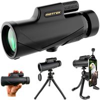 Monocular Telescope- 8x42 High Power HD with Smartphone Holder & Flexible Tripod- Waterproof FMC BAK4 Prism for Bird Watching, Camping, Hiking, Hunting- Adults & Kids- MOTREK
