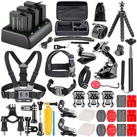 Neewer 50-in-1 Action Camera Accessory Kit with Battery Charger Set (3-Pack 1500mAh Battery, 3-Channel Micro USB Charger) Compatible with GoPro Hero 7 Black/Hero 6/Hero 5 Black/Hero (2018)