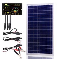 SUNER POWER 30 Watts 12V Off Grid Solar Panel Kit - Waterproof 30W Solar Panel + Photocell 10A Solar Charge Controller with Work Time Setting + SAE Connection Cable Kits