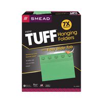 Smead TUFF Hanging File Folder with Easy Slide Tab, 1/3-Cut Sliding Tab, Letter Size, Green, 18 per Box (64042)