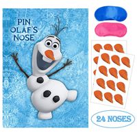 Eazyco Froze Party Supplies, Pin The Nose on Olaf, Froze Party Games, Large Poster 24PCS Nose Stickers for Frozen Theme Birthday Baby Shower Party Favors Decorations