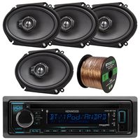 Kenwood KDC-BT32 Single DIN Bluetooth in-Dash CD/AM/FM Car Stereo Receiver Bundle Combo with 4X KFC-C6895PS 720-Watt 6x8 Inch 3-Way Audio Speaker + Enrock 50Ft Speaker Wire