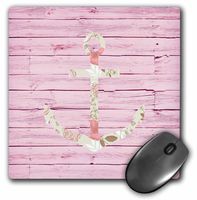 3dRose LLC 8 x 8 x 0.25 Inches Mouse Pad, Pink Wood Floral Anchor - (mp_181280_1)