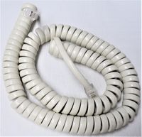 Barely Off White Medium (12' Ft) Generic Handset Curly Coil Phone Cord Fits Nearly All Landline Phones Spring Spiral Telephone Receiver Wire Cable 4P4C RJ9 Universally Compatible by DIY-BizPhones