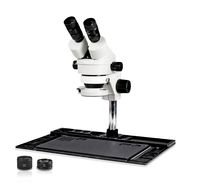 Vision Scientific VS-10EZ-IFR07 Binocular Stereo Zoom 7x-45x Microscope with Barlow Lens, 144-LED Ring Light, Repair and Maintenance Platform for Soldering and, Cell Phone Repair