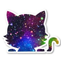 Cute Cat Sticker Bright Galaxy Stickers - 2 Pack - Laptop Stickers - 2.5" Vinyl Decal - Laptop, Phone, Tablet Vinyl Decal Sticker (2 Pack) S81871