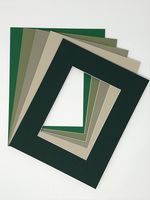 Pack of 10 8x10 Picture Mats, 5 Green Colors, with White Core Bevel Cut for 5x7 Pictures