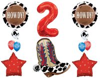 2nd Birthday Cowboy Boots Howdy Party Balloons Decoration Supplies western rodeo
