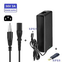 SUREWE 36V 3A Power Supply, 36V 1A,1.5,2A,2.5A,3A AC DC Power Adapter 120W Max,US 3-Prong 5.5 2.5mm 5.5 2.1mm Plug for Led Lights,Humidifier,LCD Monitor,Power Tools and More(36V 3A C14)