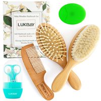 Toddler Hair Brush Comb Set-Complete Kit Baby Products Wooden Soft Bristle Brush Wooden Comb Baby Cradle Cap Silicone Brush Bath Boy Girl Grooming Kit Ideal for Newborn Babies Infant Baby Shower Kids