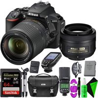 Nikon D5600 DSLR Camera with 18-140mm Lens + Nikon 35mm f/1.8 Lens + 64GB PRO Memory Card + GODOX TTL Speedlite + TTL Wireless Transmitter