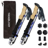 TREKOLOGY Trek-Z Trekking Hiking Poles - 2pc Pack Collapsible Folding Walking Sticks, Strong Lightweight Aluminum 7075,Adjustable Quick Flip-Lock, Foldable