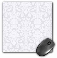 3dRose LLC 8 x 8 x 0.25 Inches Mouse Pad, Grey/Silver/White French Floral Fancy Damask Pattern (mp_76583_1)