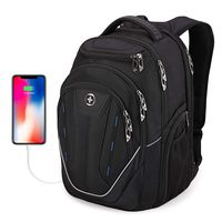 Large Durable Backpack, Swissdigital TSA Friendly Business Laptop Backpack for Men with USB Charging Port/RFID Protection Big Travel Water-Resistant School bags