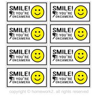 Smile You're On Camera Stickers, Vinyl Decals - Indoor & Outdoor Use, UV Protected & Waterproof - 8 Labels (2 X 4 Inch)