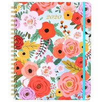 2020 Planner - Weekly & Monthly Planner with Tabs, 9.2" x 11.2", Hardcover with Back Pocket + Thick Paper + Banded + 11 Notes Pages, Twin-Wire Binding - Mint Floral