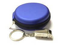 BSI Blue Leather Case for Plantronics Explorer 500 Wireless Bluetooth Headset Bag Holder Pouch Box Pocket Size Protection Save + Free Silver Metal Truck Keychain with BSI(TM) LOGO
