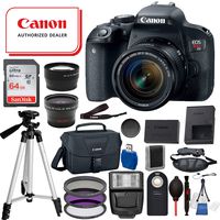 Canon EOS Rebel T7i Digital SLR Camera with EF-S 18-55mm is STM USA (Black) 19PC Professional Bundle Package Deal -SanDisk 64gb SD Card + Canon Shoulder Bag + More