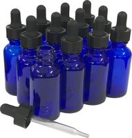 1oz Blue Glass Dropper Bottles - 12 Pack (12 Pack, Blue)