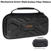 XELIKE Compatible Nintendo Switch Lite Carrying Case, Deluxe Carbon Fiber Protective Hard Portable Travel Bag Pouch Carrying Case for Nintendo Switch Lite Console&Accessories (Mechanical Armor Black)
