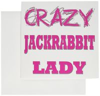 3dRose Greeting Cards, 6 x 6 Inches, Pack of 12, Crazy Jackrabbit Lady (gc_175128_2)