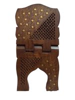 The Indian Arts Wooden Handmade Quran Geeta Bible Holder Support Stand Reading Book Holder Display Folding Religious Prayer Stand Wooden Holy Book Stand