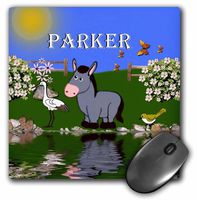 3dRose LLC 8 x 8 x 0.25 Inches Decorative Donkey and Bird Art Design for Children Personalized with The Name Parker Pattern Mouse Pad (mp_50118_1)