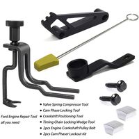 Engines Tools for Ford 4.6L/5.4L/6.8L 3V-Valve Spring Compressor,Crankshaft Positioning Tool,Cam Phaser Holding,Cam Phaser Lockout kit,Timing Chain Locking Wedge Tool and 2pcs Crankshaft Pulley Bolt-8