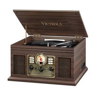 Victrola Nostalgic Classic Wood 6-in-1 Bluetooth Turntable Entertainment Center, Espresso