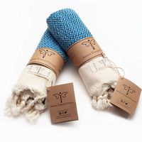 Smyrna Original Turkish Hand Towels Set of 2 | 100% Cotton, 16 x 40 Inches | Decorative Bathroom Peshtemal Towel for Hand, Face, Hair, Gym, Yoga, Tea, Dishcloth, Kitchen and Bath (Blue)