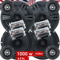 2 Pairs of Gravity 600C 6.5-Inch 2-Way Car Audio Component Speakers System 6-1/2 Inches (4 Bass, 4 Tweeters, 4 Crossovers)