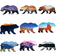 GTOTd 9-Pcs Pretty Paste Outdoor Wilderness Bear Vinyl Decal 4x4'' Sticker - Laptop, Phone,Bumpers,Waterbottle Stickers Pack (4" Wide - A Beautiful Unique Design)