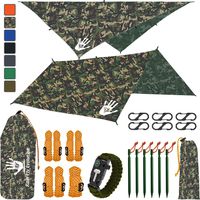 Rain Fly EVOLUTION 12x10/10x10 Hammock Waterproof Tent TARP & Survival Bracelet - 22 pcs - Lightweight - Backpacking Approved - Perfect Hammock Shelter - Multiple Colors 10X10 CAMO